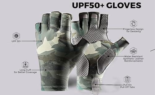 Fenyiti Uv Protection Fishing Gloves Fingerless,Fishing Gloves Men Saltwater,Upf50+ Sun Protection Gloves Men Women For Outdoors,Kayaking, Hiking, Paddling, Driving, Canoeing, Rowing (Green, Large) #TOP1