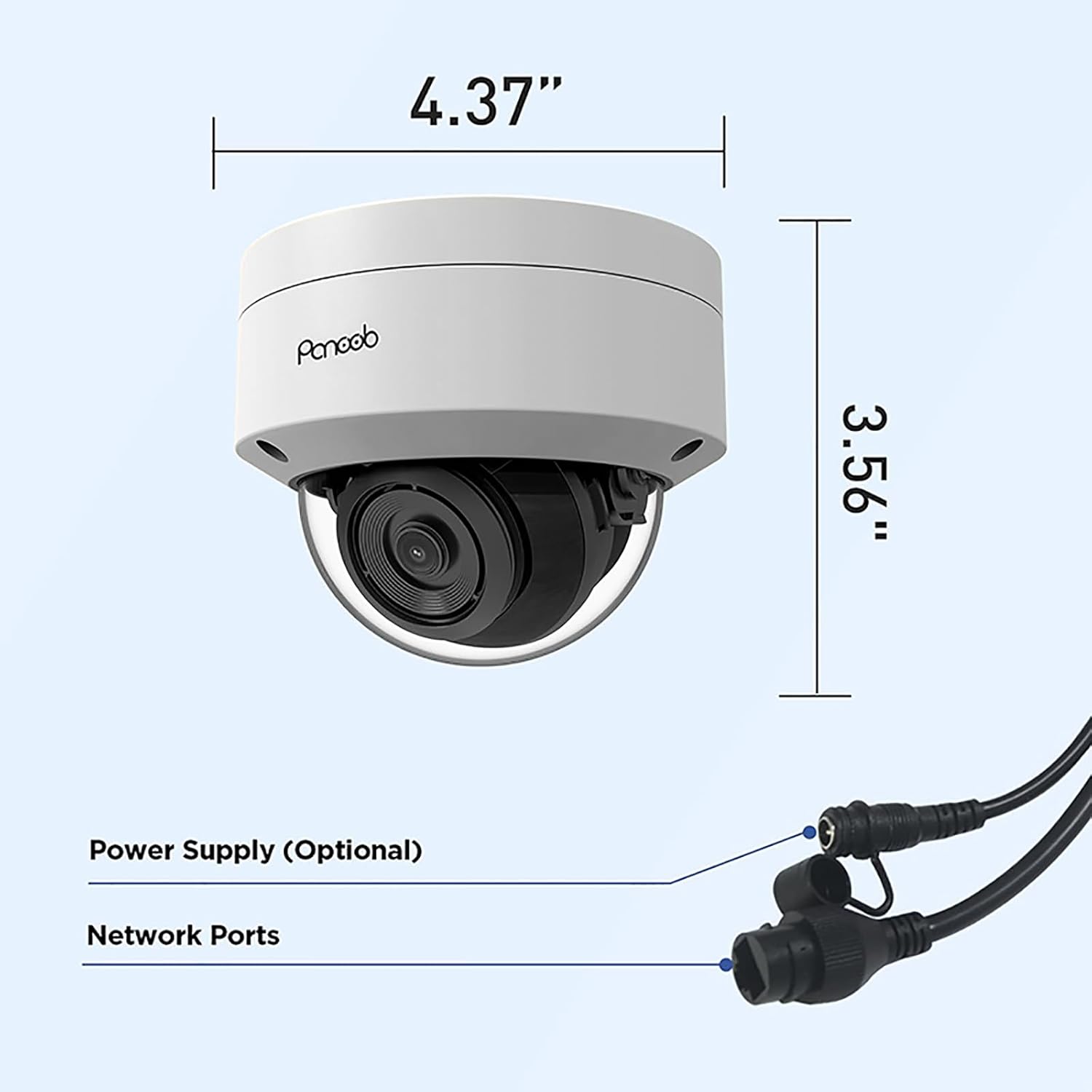 5MP PoE Camera with Mic, H.265 Outdoor Vandal Dome Security PoE IP Camera, AI Human Detection, 100ft IR Night Vision, 2.8mm Lens IP66 IK10 Resistance, 110° Wide Angle, PD54BA1-5M (Not PTZ)