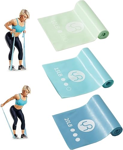 Bandas de resistencia, bandas elásticas sin látex de 6.5 pies de largo, bandas de ejercicio para terapia física, yoga, pilates, rehabilitación,