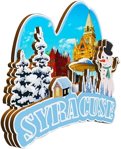 Miniatura 2 de Imán de madera para nevera de Syracuse New York USA Monumentos 3D de viaje coleccionables, recuerdos decorativos hechos a mano, 1948