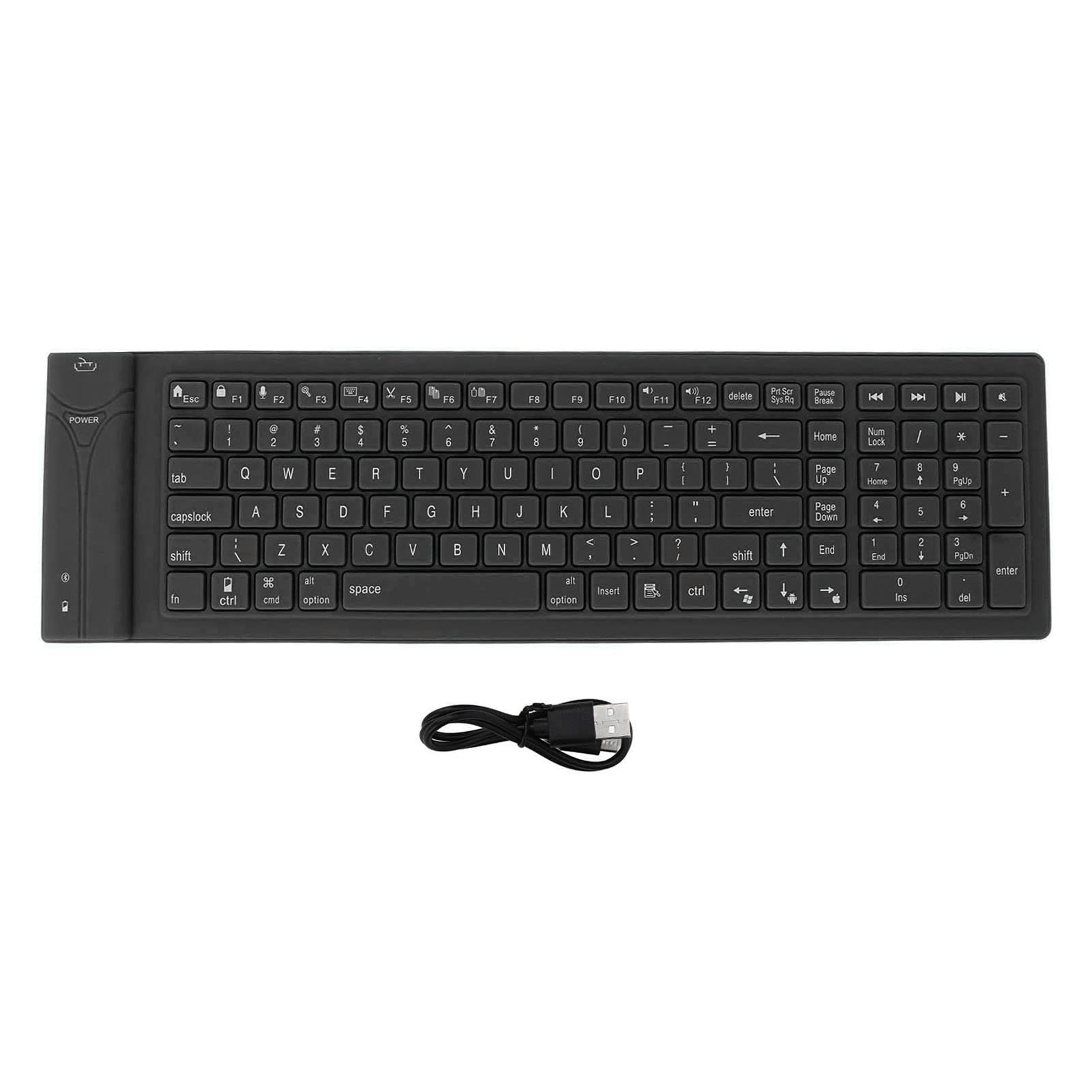 Foldable Silicone Silent Keyboard, Wireless Silicone Keyboard 108 Keys Portable Soft Rubber Lightweight Waterproof Rolling Keyboard for Laptop PC PC