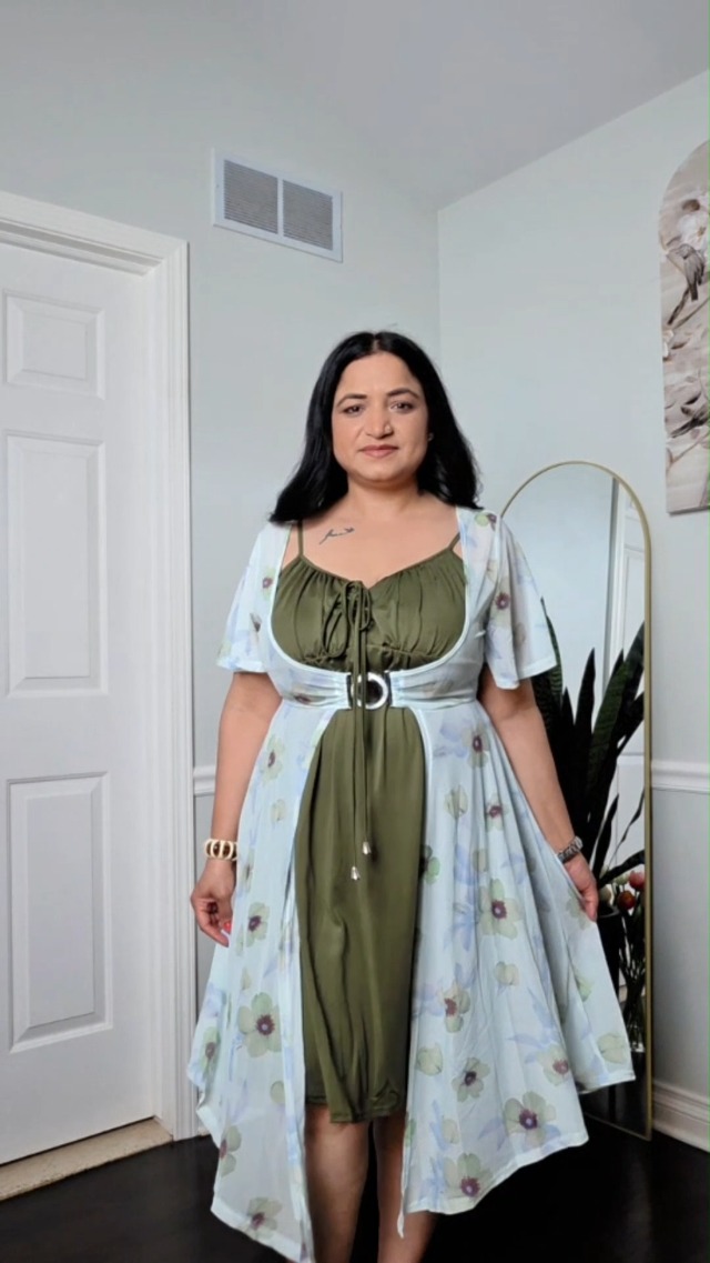 Rosegal Plus Size Women Summer Cottagecore Floral 2PC Sundress(Purple_1/M)