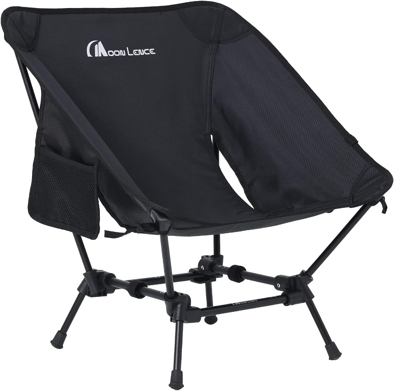 MOON LENCE Portable Camping Chair, Backpacking Chair, Ultralight & Compact, 400 lbs Capacity, for Outdoor Camp, Travel, Beach, Picnic, Hiking (Black(Low Height))