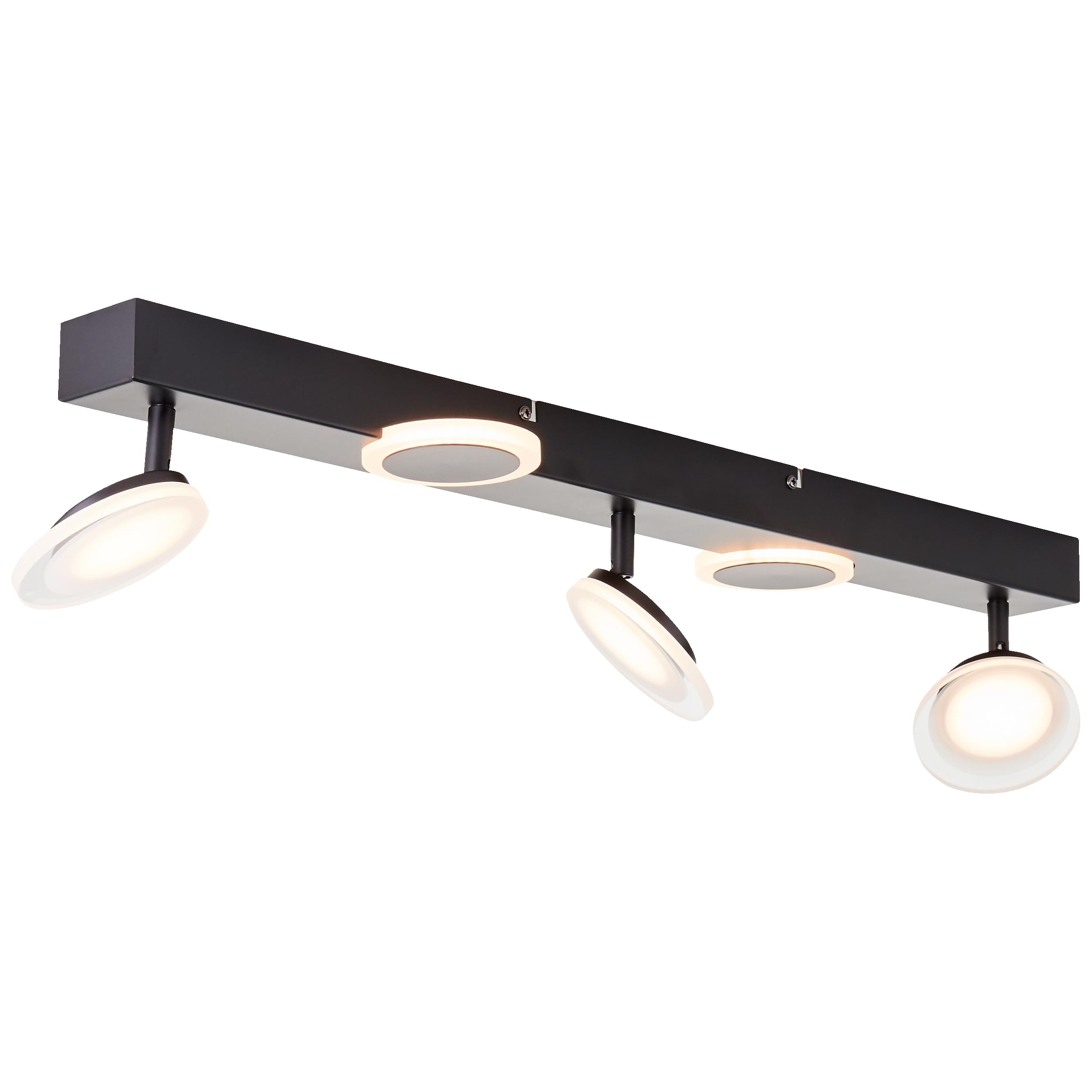 Lightbox LED Decken Strahler - 3 flammige Spotbalken im zeitlosen Design mit schwenkbaren Köpfen & 3 x Spots und 2 x Dekolichter - aus Metall/Kunststoff - in Schwarz - 70 cm Breite