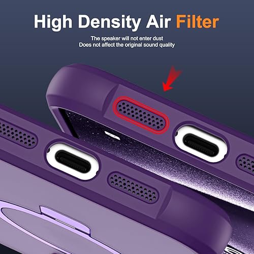 Miniatura 8 de Funda compatible con iPhone 14 Pro Max de 6.7 pulgadas, con soporte magnético invisible tipo anillo, de grado militar, compatible con MagSafe, gran