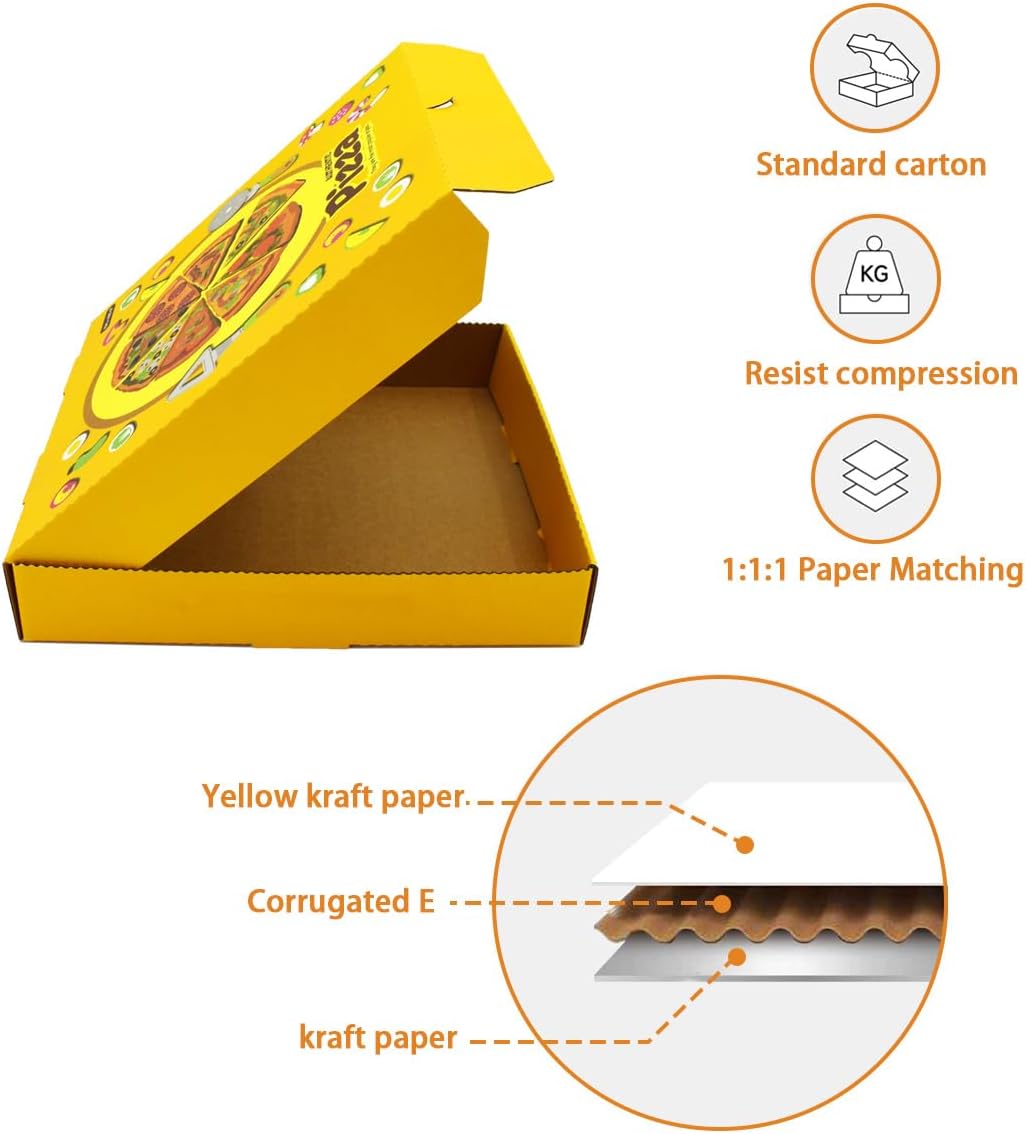 12 PCS Pizza Boxes, 9 x 9 Inch Kraft Corrugated Pizza Boxes Printing Cardboard Boxes Takeout Containers Takeaway Shipping Storage Boxes for Pizza, Cookies, Food
