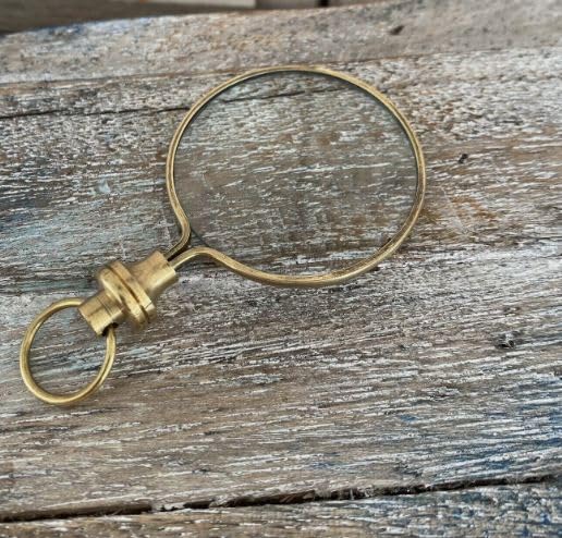 Brass Magnifying Glass Vintage Magnifier with Keychain Collectible Gift
