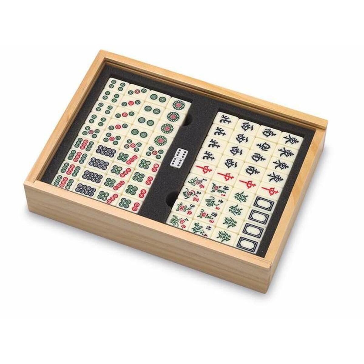 Cayro - Mah Jong - + 8 Anni - Modello In Legno - Gioco Da Tavolo Per Bambini E Adulti - Scatola Con Coperchio Scorrevole Per Riporre Le Fiches - Da 2 A 8 Giocatori