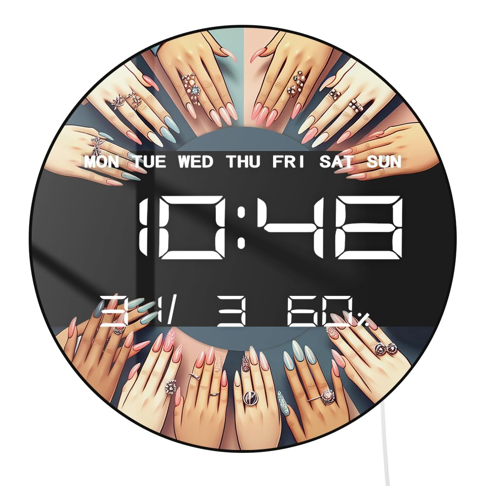 Horloge murale numérique de 30 cm avec grand écran LED et température pour salon