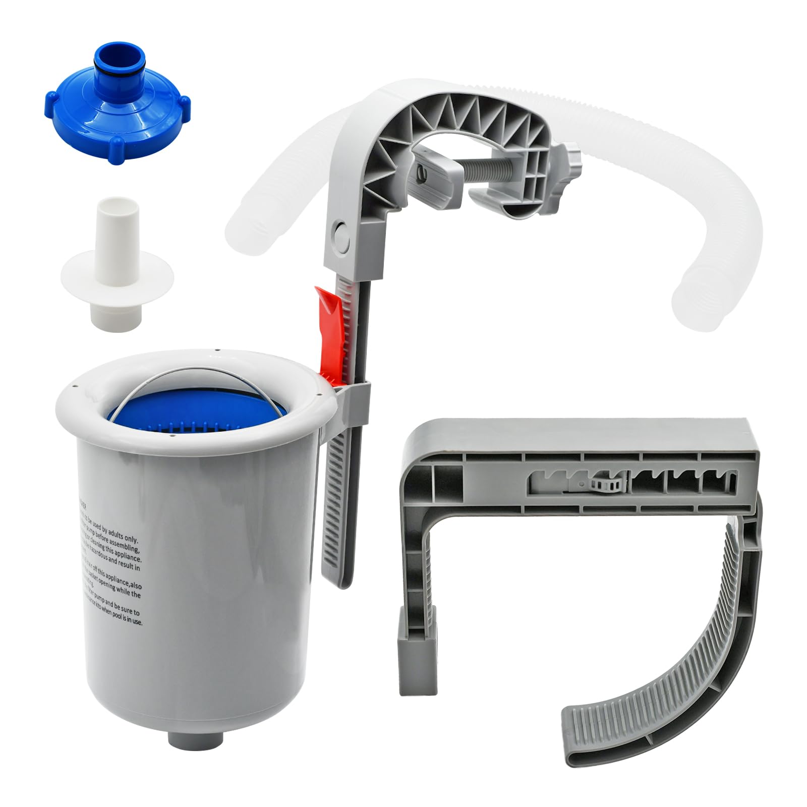 Skimmer de superficie de piscina sobre el suelo con cesta de skimmer desmontable, filtro flotante de piscina automático, skimmer de superficie de montaje en pared para collares inflables, marco de