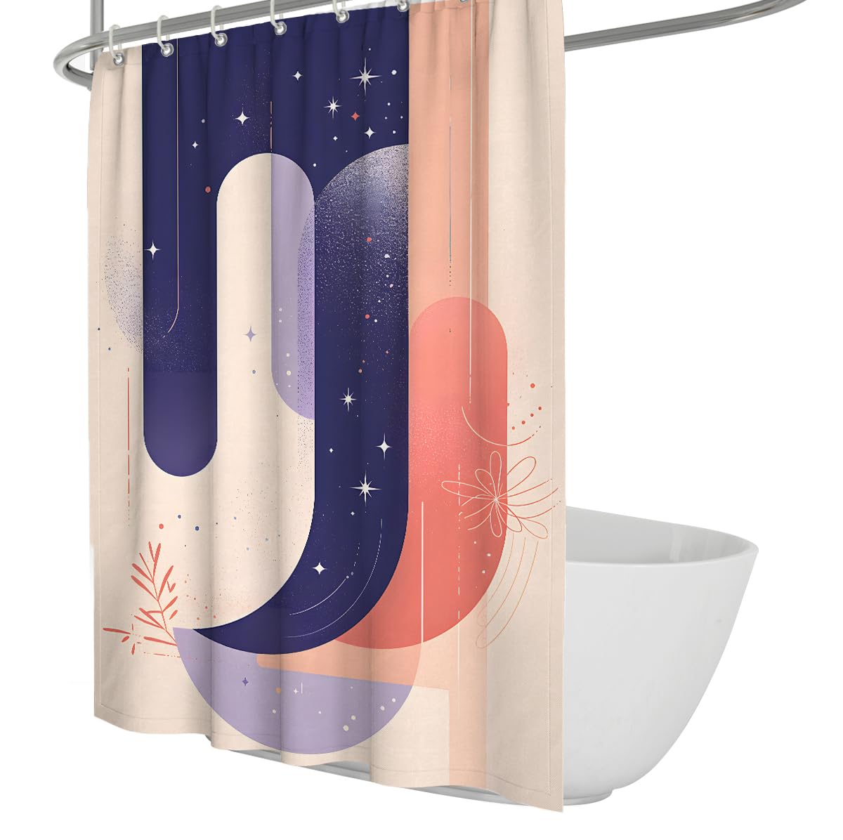 Dreamy Galaxy Duschvorhang zeitgenössischer runder Säulen-Badevorhang Trendiger Pastell-Flieder-Pfirsich-Badezimmer-Dekoration waschbarer Polyester 200 x 220 cm