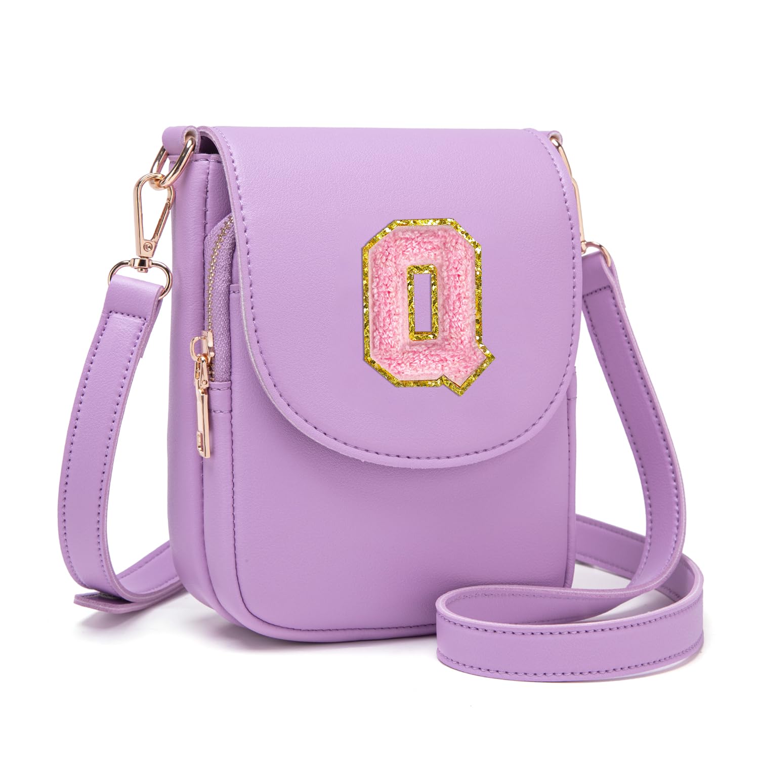 Viverte Crossbody Purse for Teen Girls Small Initial Cell Phone Toddler Purse Leather Triple Compartment Crossbody Bags
