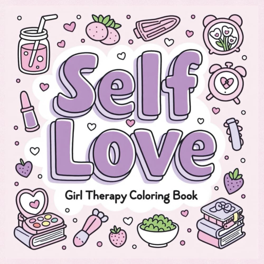 self love: girl therapy coloring book