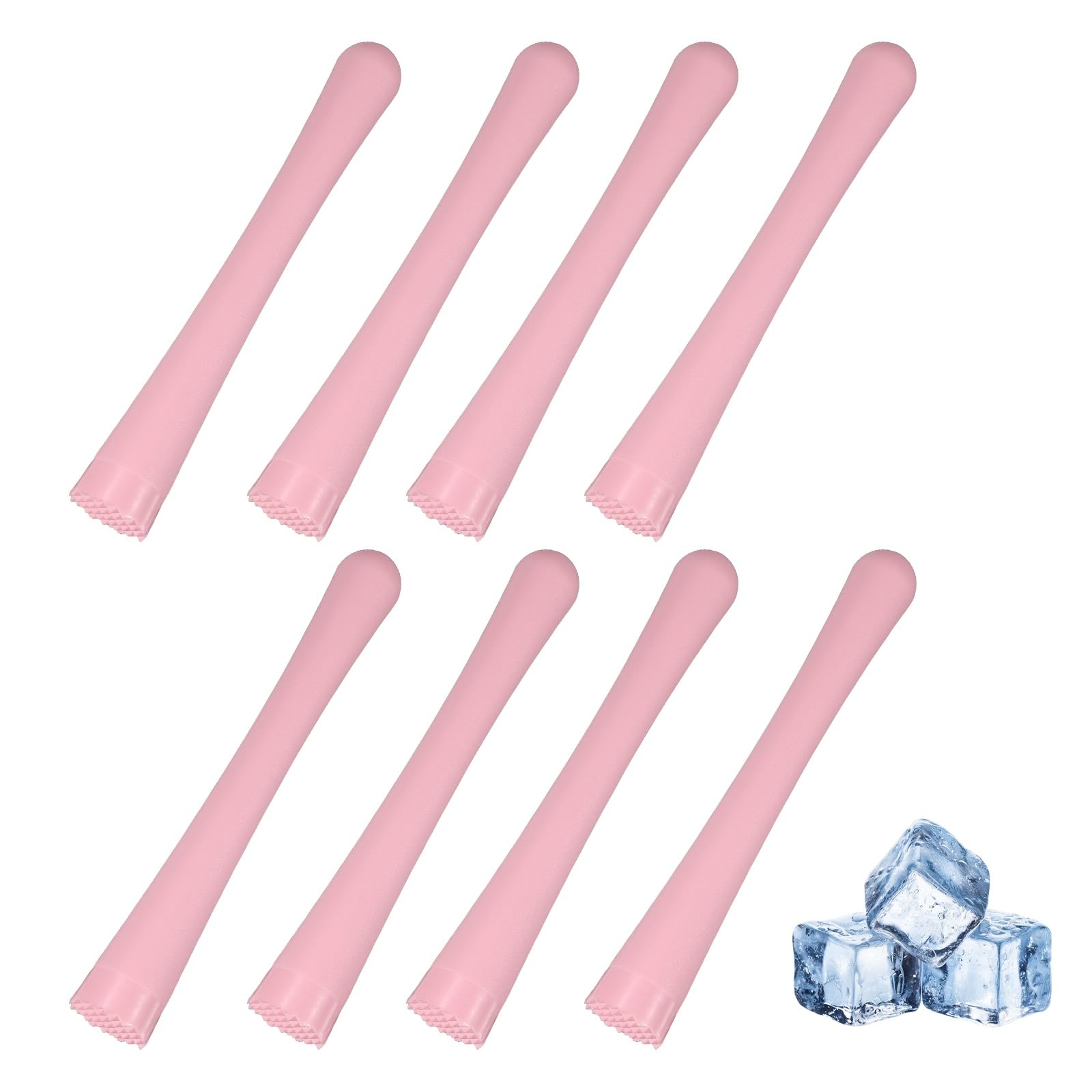 sourcing map 8 Pcs Cocktail Muddler, 10 Inch PP Drink Muddler Bar Accessories Tools Ice Crusher for Home Party Cocktail Fruit Drinks, Pink (Thick)