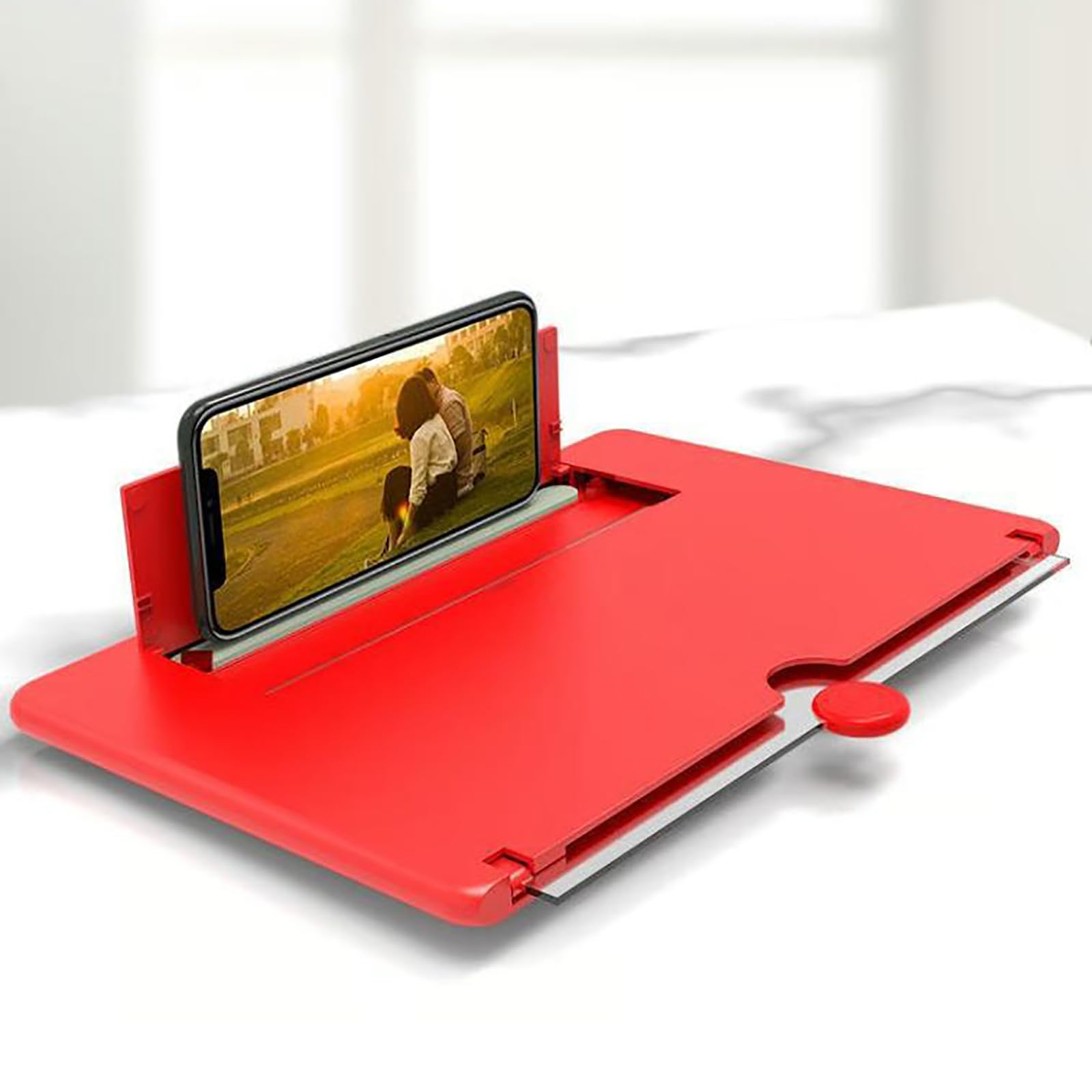 Lente di ingrandimento per schermo, schermo per proiettore per cellulare, amplificatore di ingrandimento HD estraibile, supporto pieghevole per qualsiasi smartphone (bianco, 30,5 x 2)