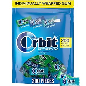 ORBIT Peppermint Spearmint Wintermint Assorted Sugar Free Chewing Gum Bulk Pack 13 4 oz 200-Piece Bag