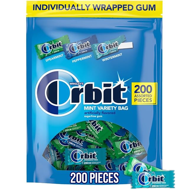 ORBIT Peppermint Spearmint Wintermint Assorted Sugar Free Chewing Gum Bulk Pack 13 4 oz 200-Piece Bag