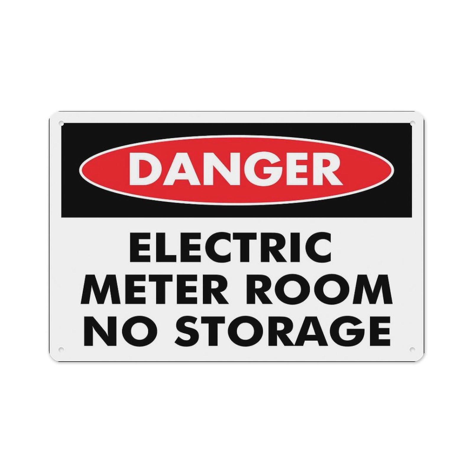 peiyeety Danger Electric Meter Room No Storage Sign Aluminum Tin Warning Signs for Home Outdoor Garden 12X16 Inches