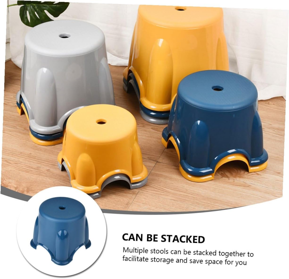 Thickened Large Non-Slip Plastic Stool Home Footstool Bathroom Step Stool 29x25 Cm Navy Blue
