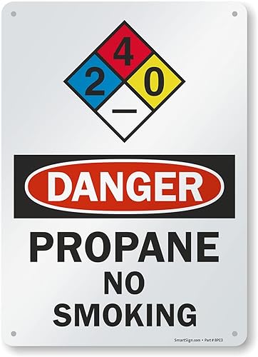 SmartSign Letrero NFPA "Peligro - Propano, No Fumar"  Aluminio de 10 x 14 pulgadas