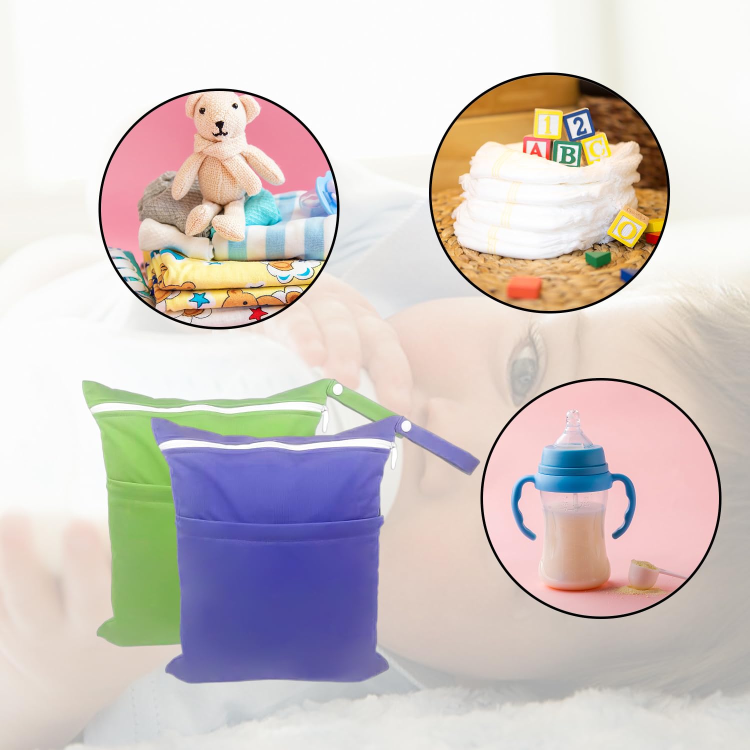 MEMOFYND Sacchetti Impermeabili 30x36 cm per Pannolini, Cosmetici, Viaggi e Nuoto