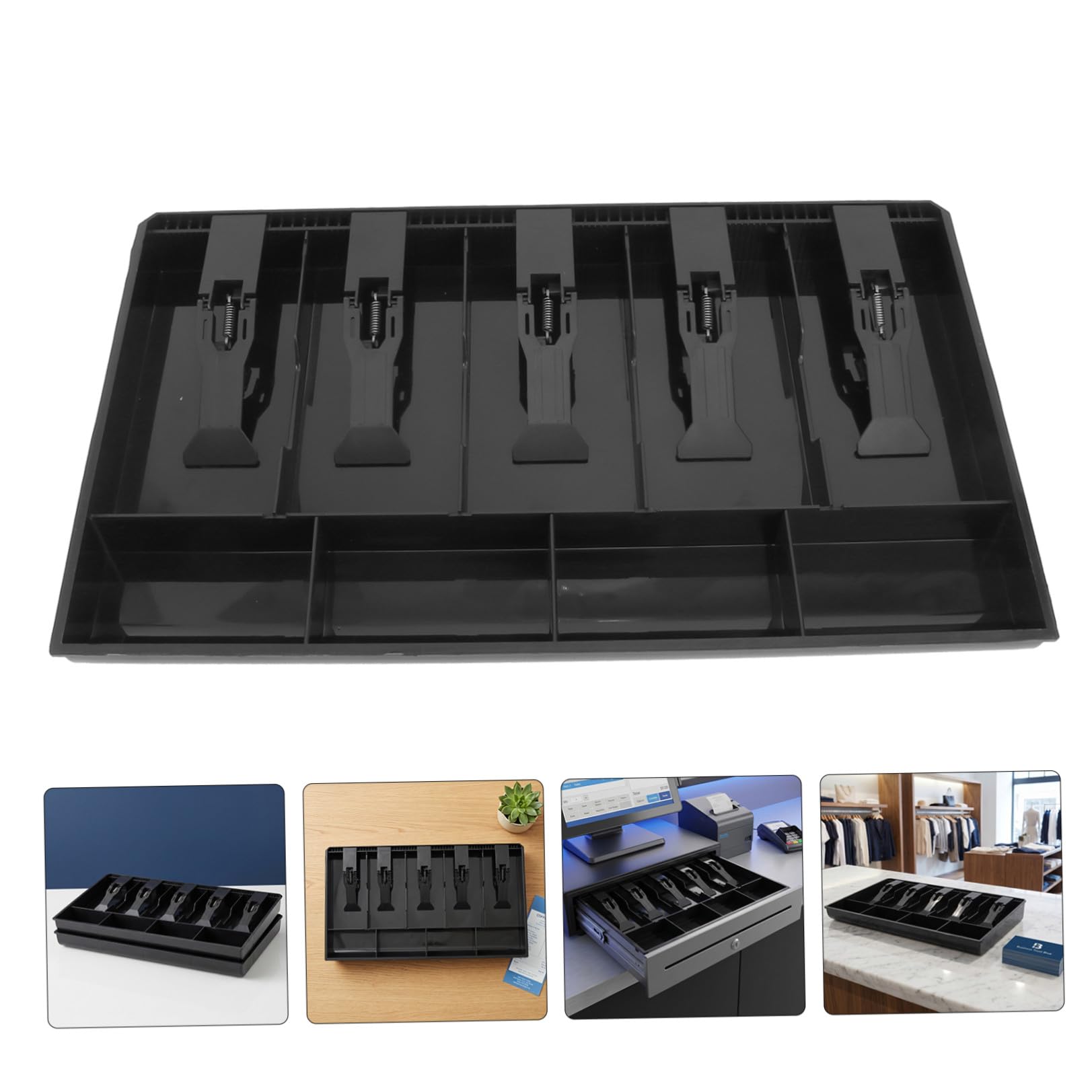 2 Pezzi Vassoio in Resistente Cassetto Porta Contanti con Scomparti per Cassa Organizzatore per Banconote e Monete per Negozi e Uffici