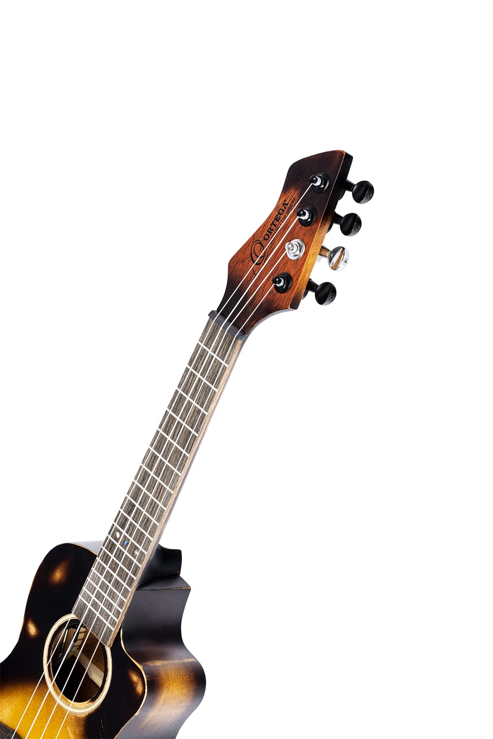 Ortega Guitars Ukulele Concerto Elettro-Acustico – The Private Room Series – Gig Bag Inclusa – Alaskan Abete Rosso / Mogano, Distressed Finish (DSSUITE-UKE)