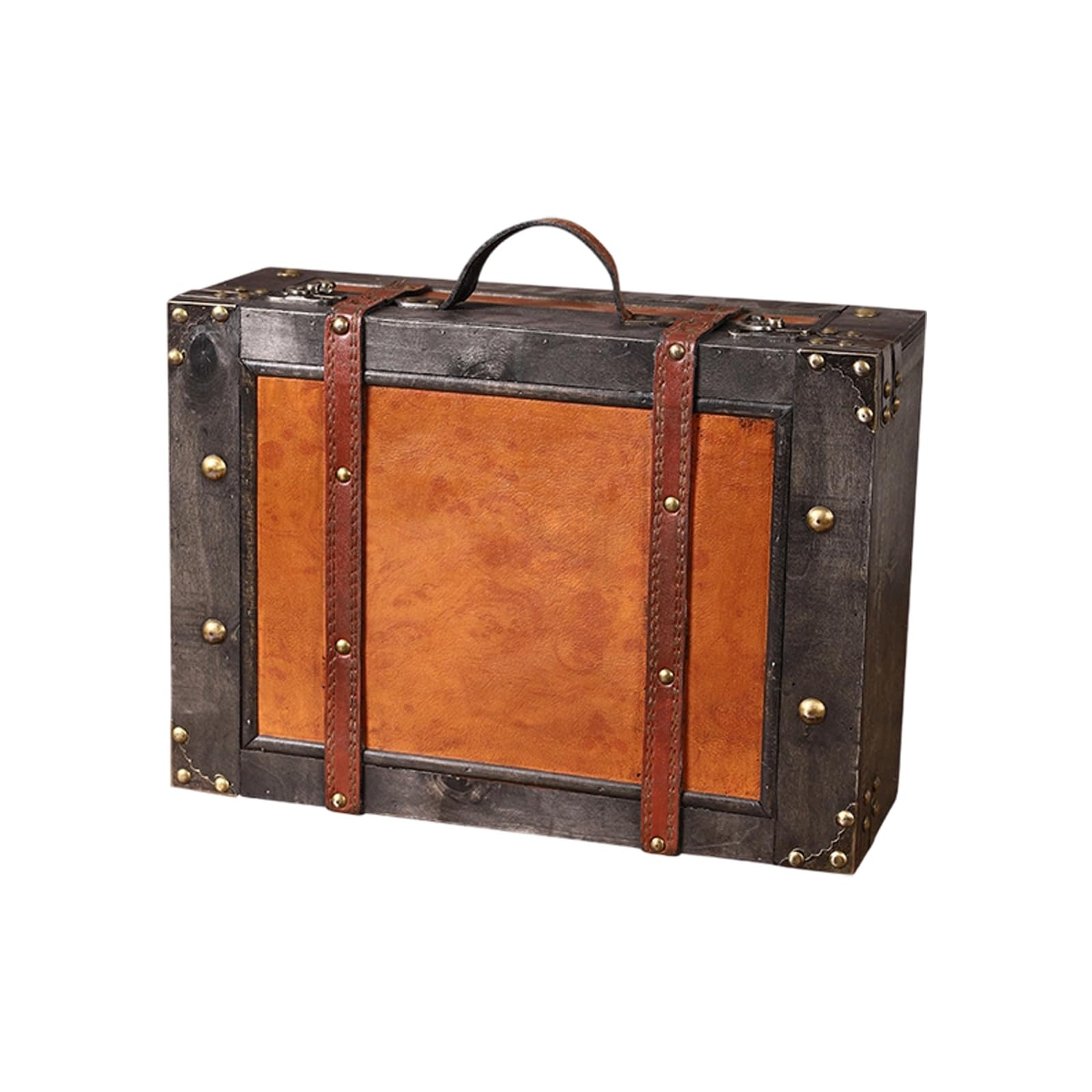 Piceioep Wooden Jewelry Storage Case Household Carrying Trunk Portable Container for Clothing Documents Home Display Antique Styles Handheld Trunk