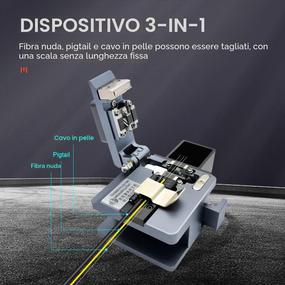 TM20 Fiber Cleaver - Taglierina in fibra 3 in 1 e guida di rimbalzo automatica, ad alta precisione, con protezione in fibra rotta