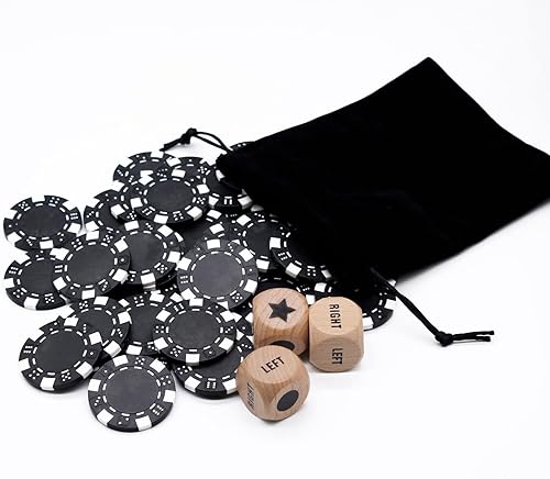 Miniatura 8 de Bilywey Juego de dados de centro izquierdo y derecho con 3 dados de madera de haya  36 fichas de póquer de 041oz rojo