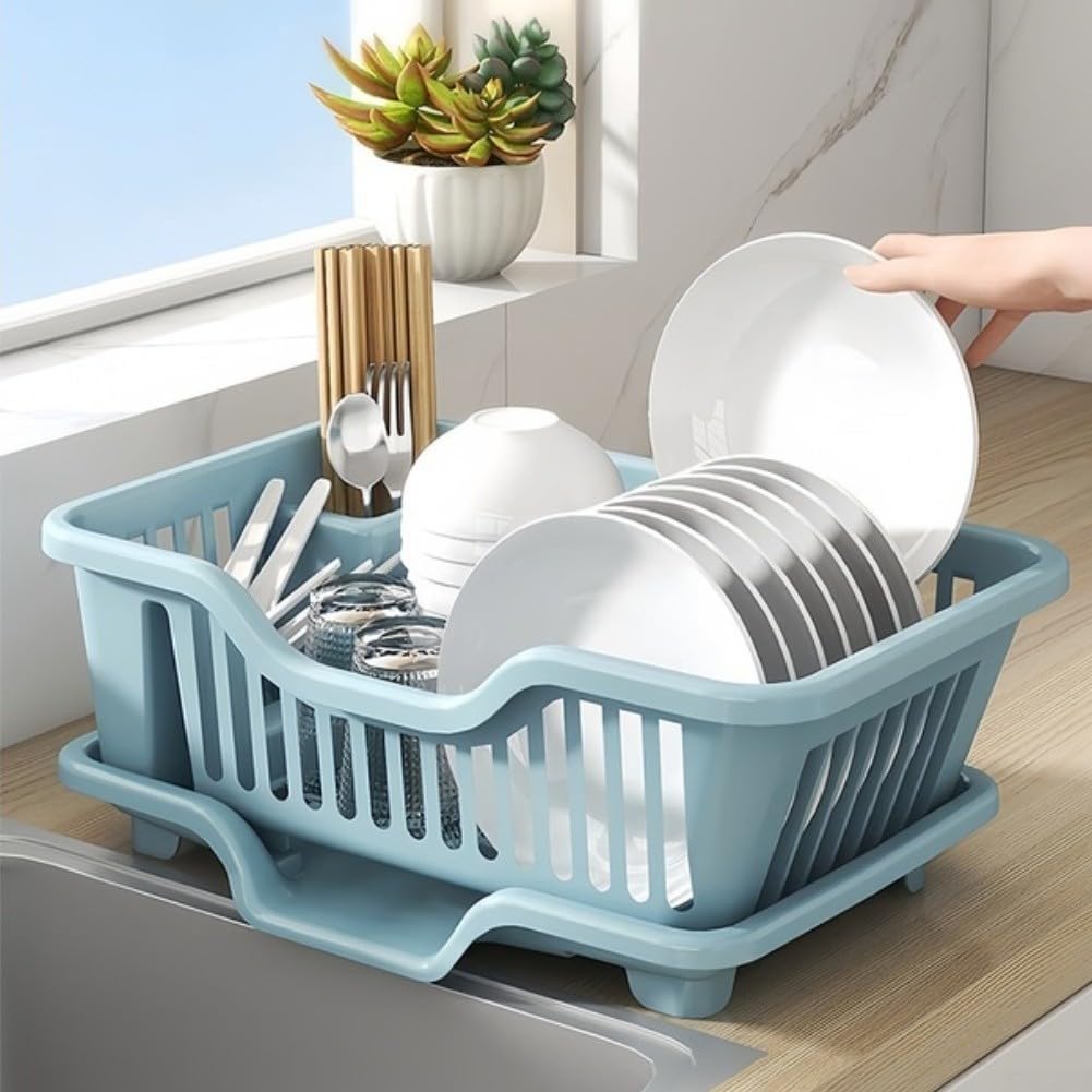 Scolapiatti in plastica antiruggine grande (bianco)