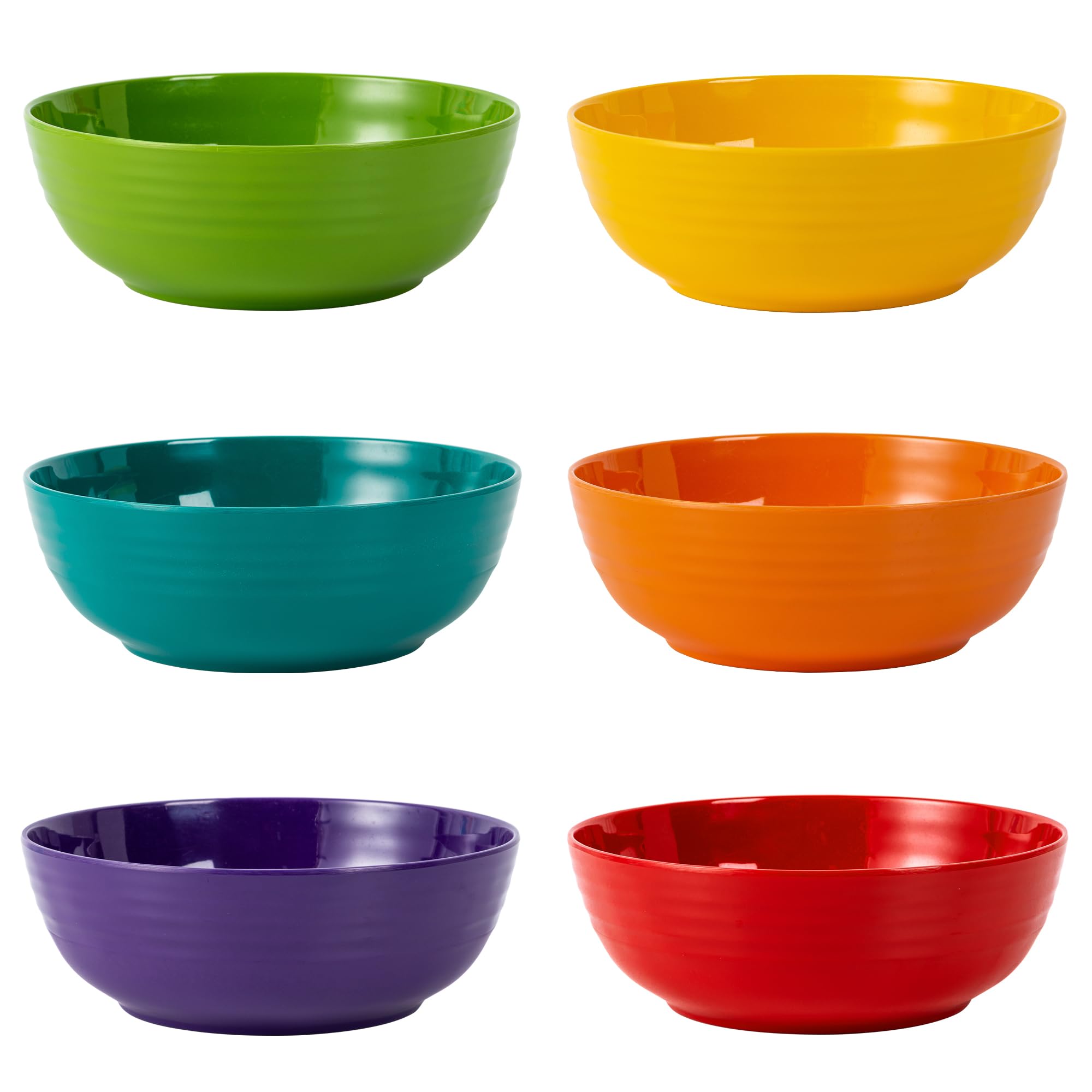 ZAINCA Melamine Cereal Bowls, Salad Bowls Soup Bowls, Shatter Resistant, 7 inch, set of 6 Multicolor