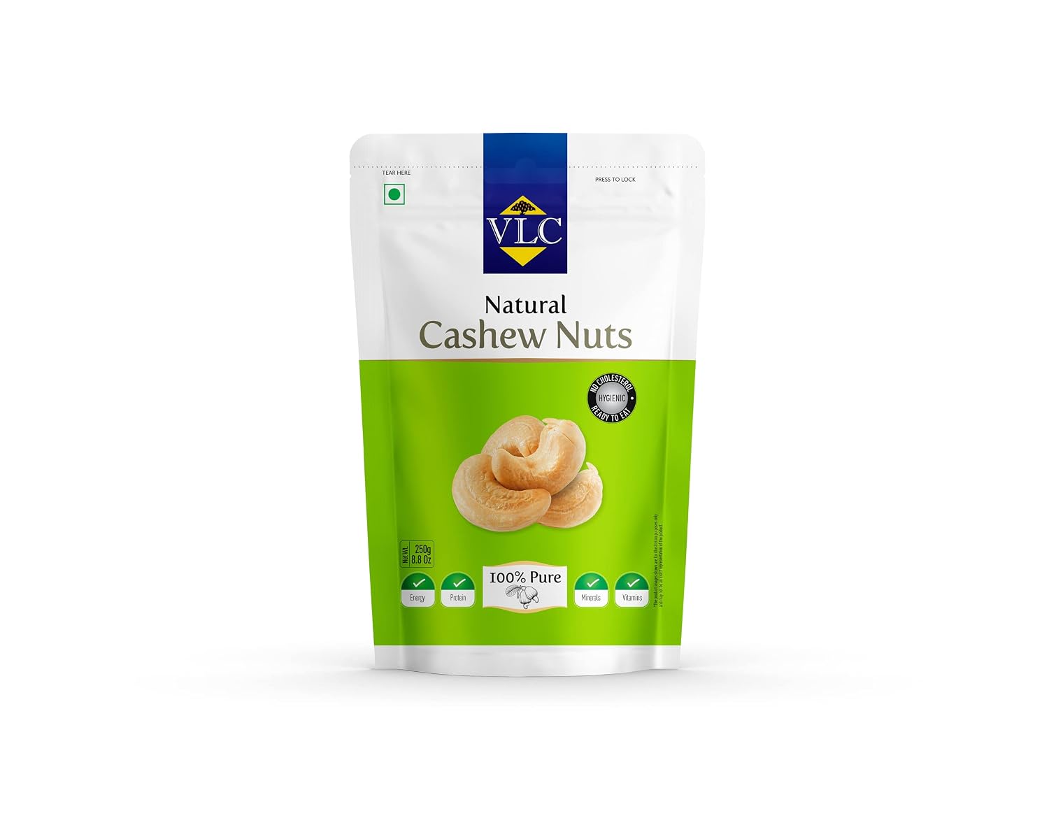 VLC Natural Unroasted Premium Large Size Cashews W240 Grade 500Gms
