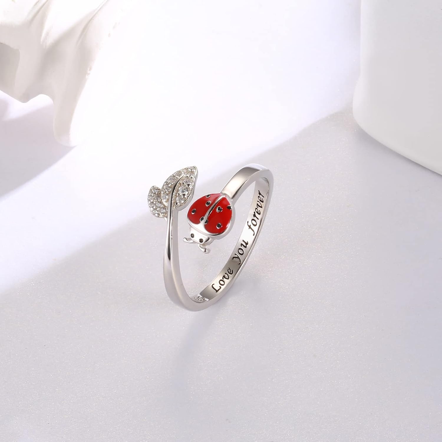 Sterling Silver Ladybug Daisy Leaves Rings Pendant Anklet Bug Jewelry for Women Daughter