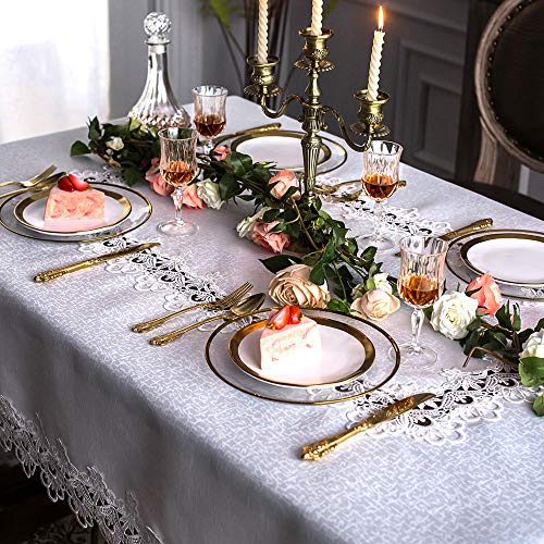 Artable T80384S Rectangular Lace Fabric Tablecloth With Macrame Border Clear Embroidered Kitchen Tablecloths thumb #2