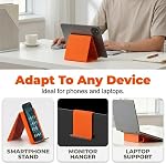 Portable Foldable Silicone Aluminum Phone Holder, Flexible Bendable Adjustable Phone Stand, Anti-Slip Multi-Angle Holder for Smartphone Tablet Laptop, Travel Airplane Desk Bed Treadmill Use (Orange)