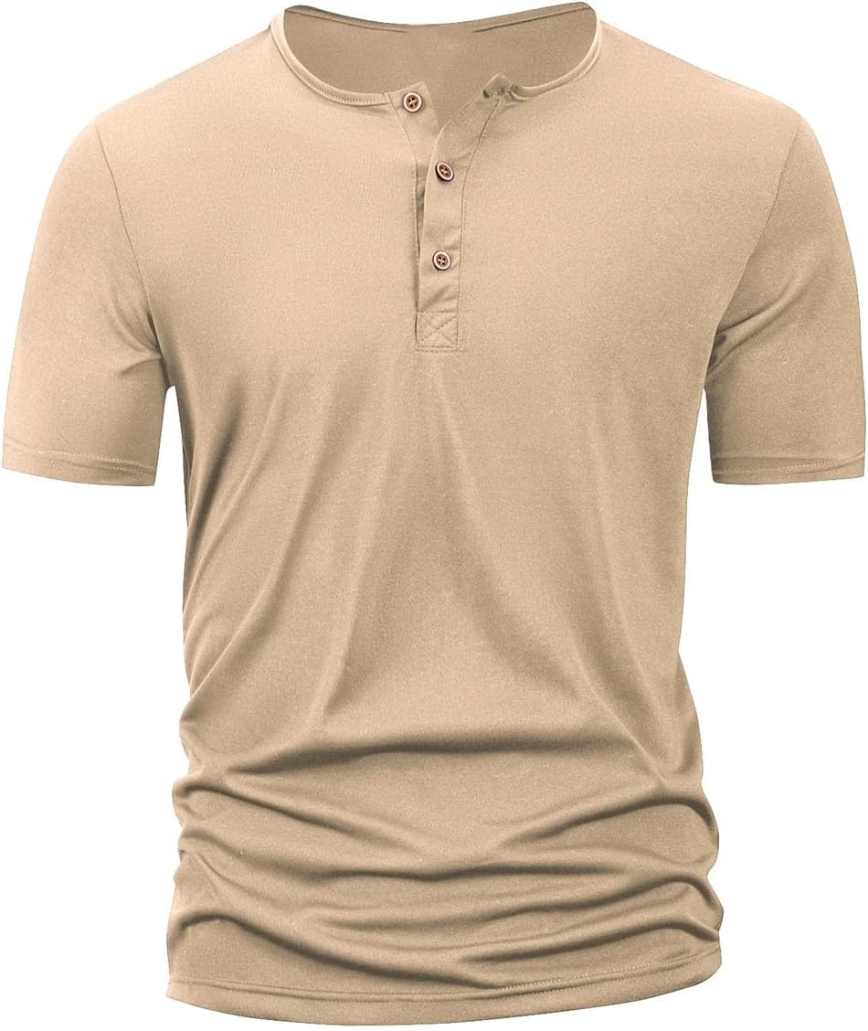 Men's Button-Down Slim Fit Solid Color Short-Sleeved T-Shirt Top