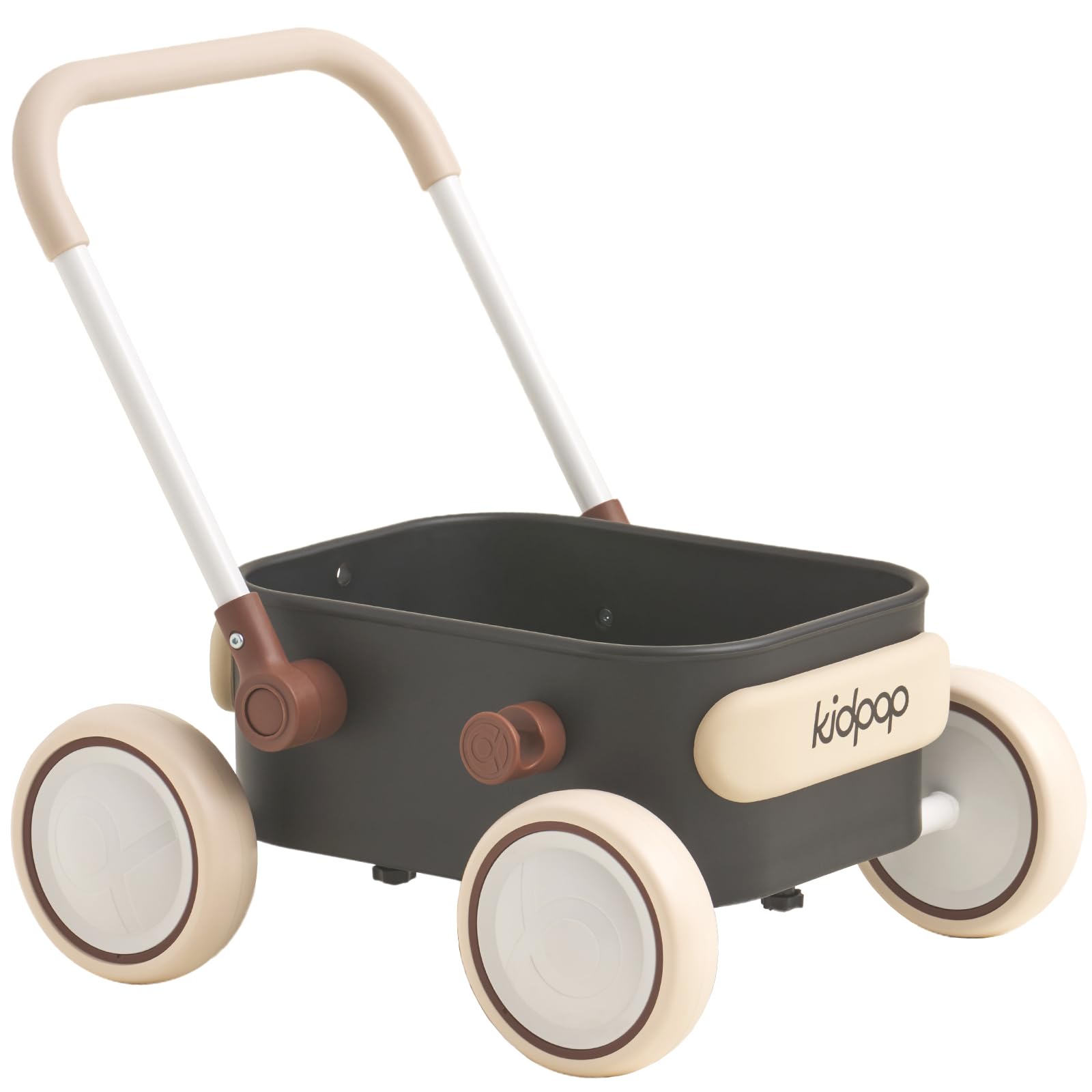 PULA Baby Push Walker with Wheels Toddler Wagon for First Learner Baby Toys 6-12 Months, 1 Year Old Birthday Gifts, Indoors and Outdoors (Black)