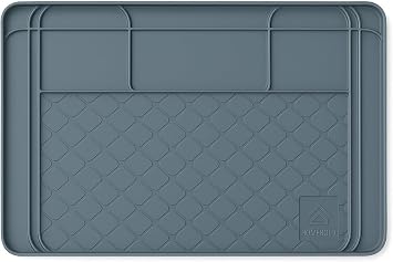 Premium Under Sink Mats for Kitchen Waterproof, 34" x 22" Customizable to Smaller Sizes, Silicone Under Kitchen Sink Mat for Bathroom Cabinets, Holds up to 3.3 Gallons of Liquid Grey