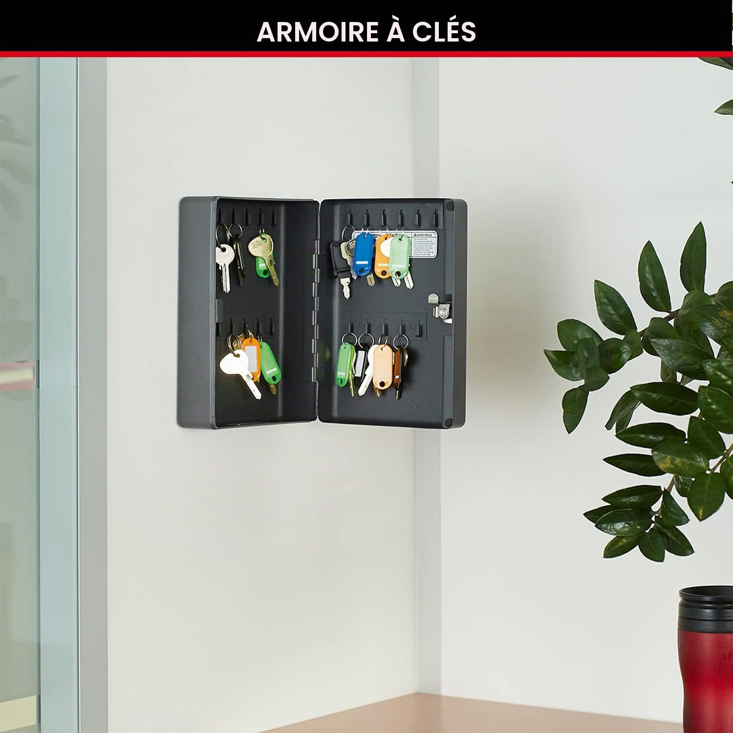 Master Lock Armoire à Clés [Fixation Murale] [25 Crochets] KB-25ML - 25 Porte-clés Inclus avec étiquettes