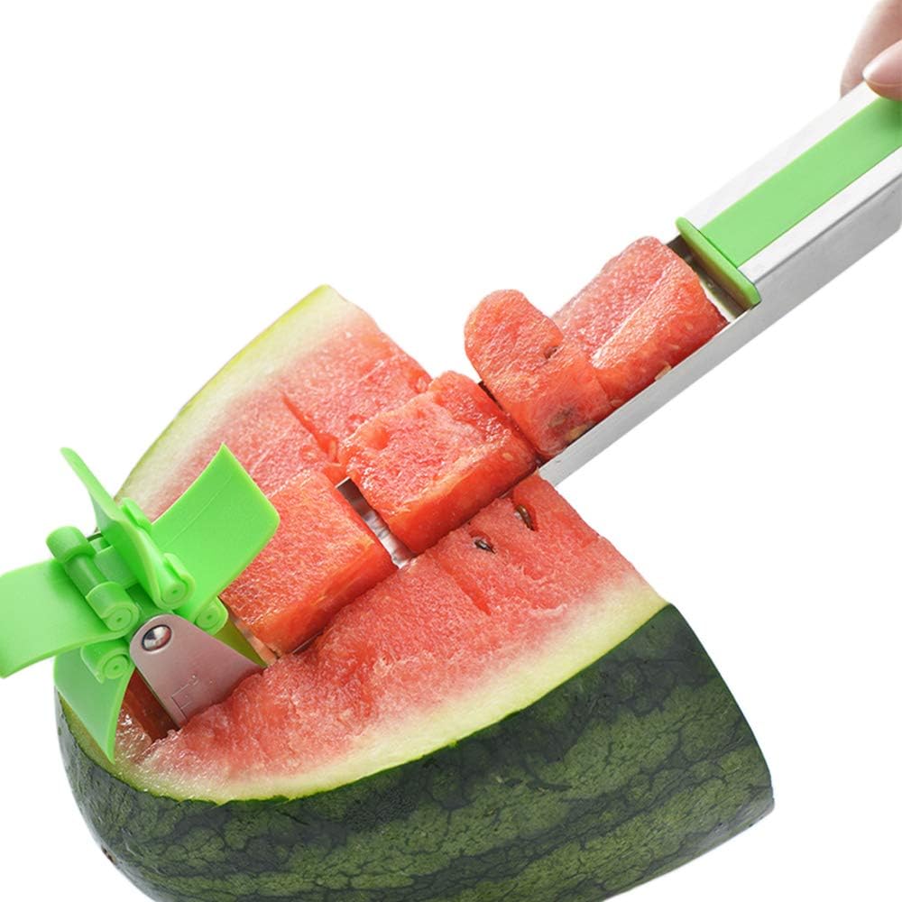 Smart Watermelon Windmill Slicer Creative Stainless Steel Watermelon Windmill Cutter (Green)