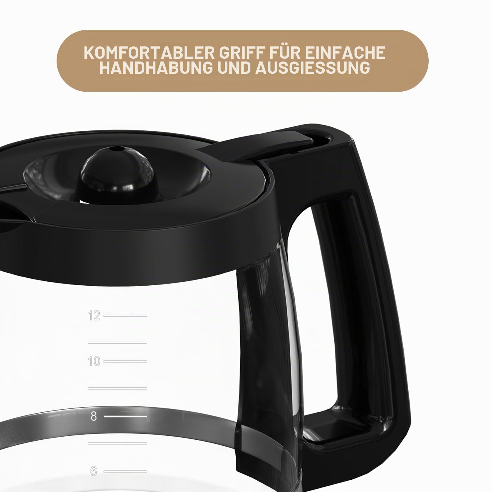 12-Tassen-Ersatz-Glaskanne für Kaffeemaschine Hamilton Beach 46310, 49980R, 49976, 49350, 49980A, 49980Z, 49983, 49618, 46300, 49966, 1 Packung