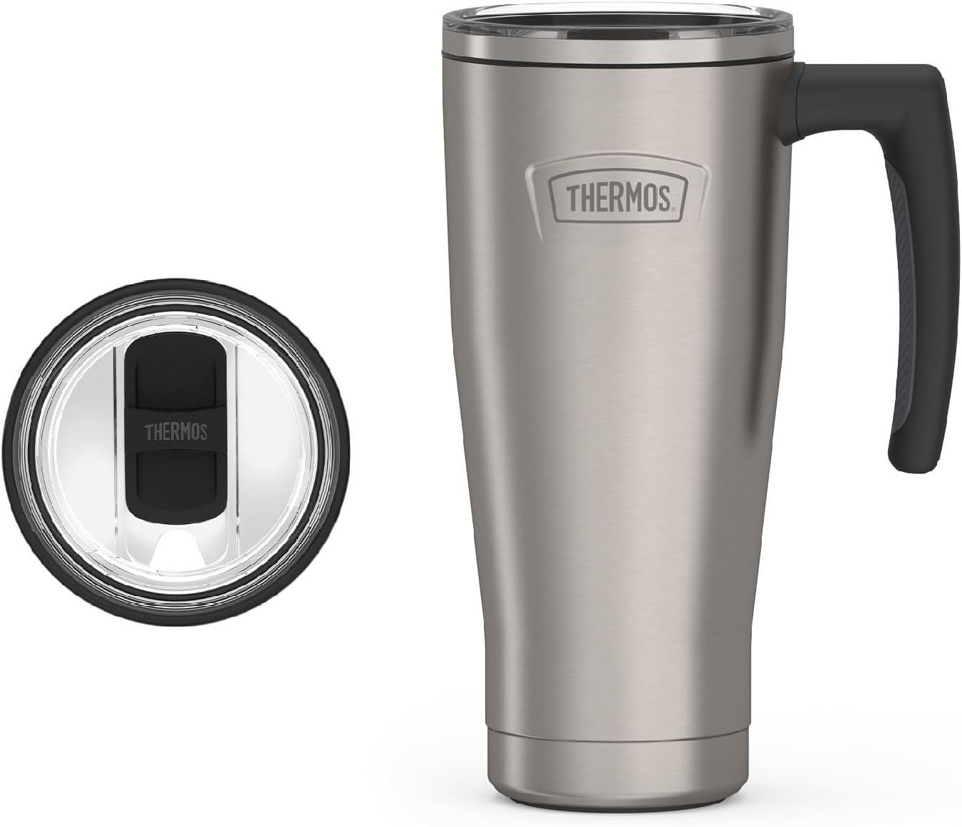 THERMOS ICON SERIES, Stainless Steel Mug with Slide Lock, 18 Ounce, Matte Stainless Steel - Image 2
