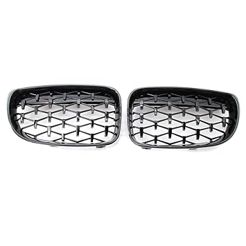 Haibing Glossy Black Dual Slats Front Grille Grill Replacement for BMW E81 E82 E87 E88 Selected 2007-2012