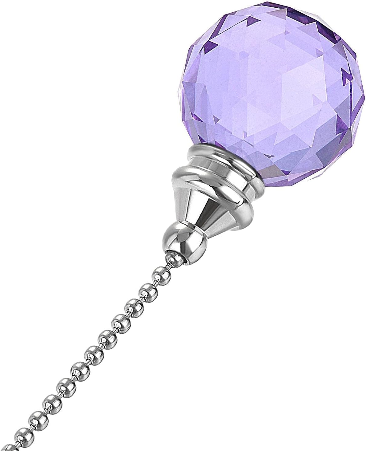 uxcell Ceiling Fan Pull Chain, 20 Inch Nickel Finish Chain Ornament Extension, 30mm Purple Crystal Ball Pendant
