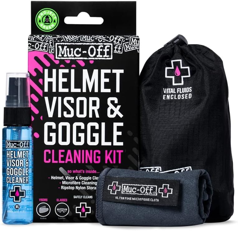 Muc Off 202 Kit de limpieza de viseras, lentes y lentes, azul, 0,030 l