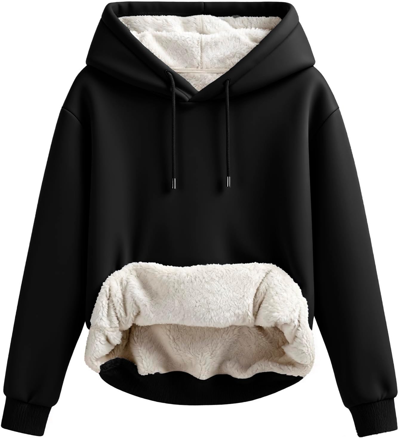 Womens Warm Fleece Hoodie Sherpa Winter Pullover Sweatshirts Long Sleeve Casual Tre...
