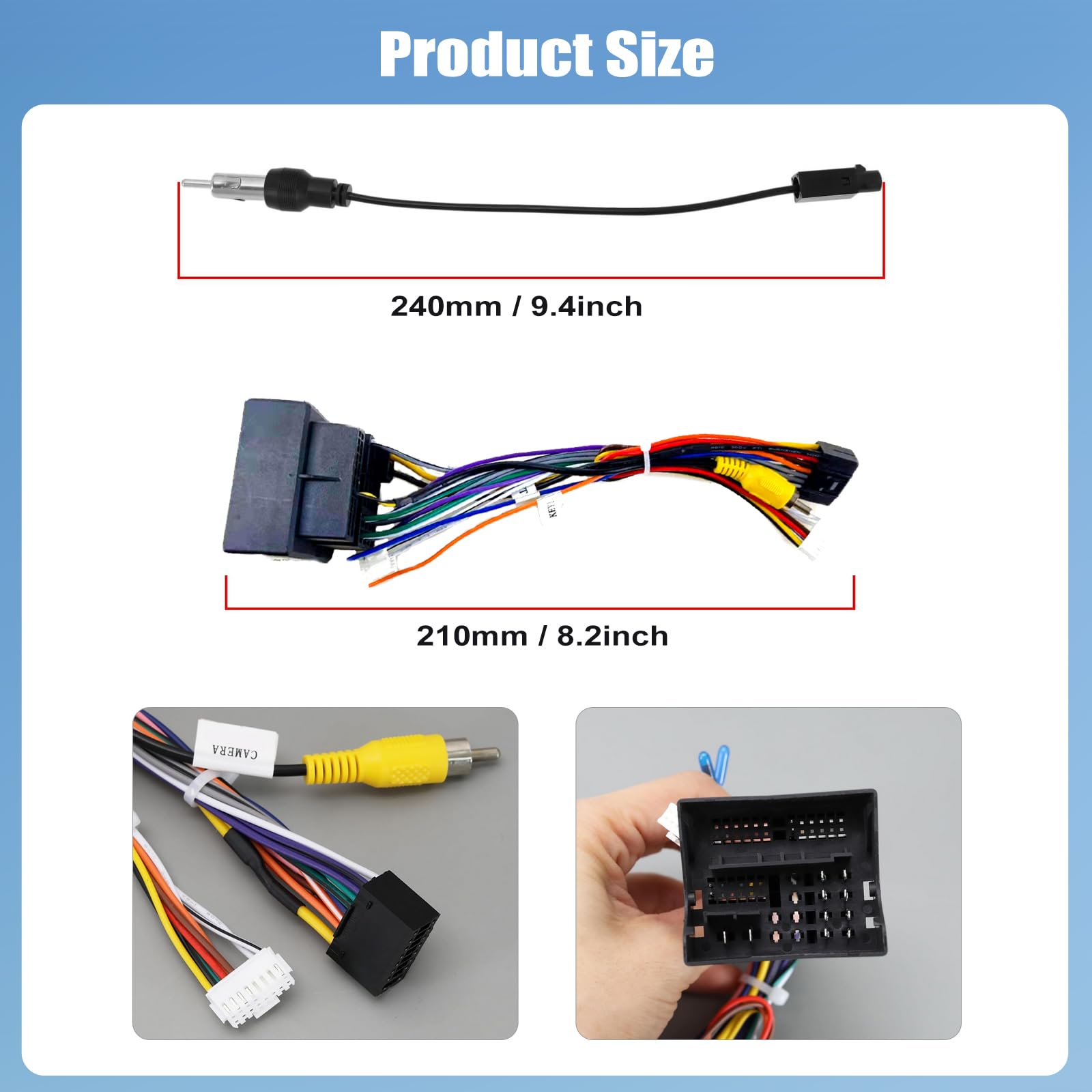 CAMECHO Cavo Adattatore ISO a 52 PIN per VW/Golf/Passat/Touareg/Polo/Touareg/Skoda/Seat con Antenna Radio, cavo di Controllo del Volante e cavo di Controllo della Retromarcia