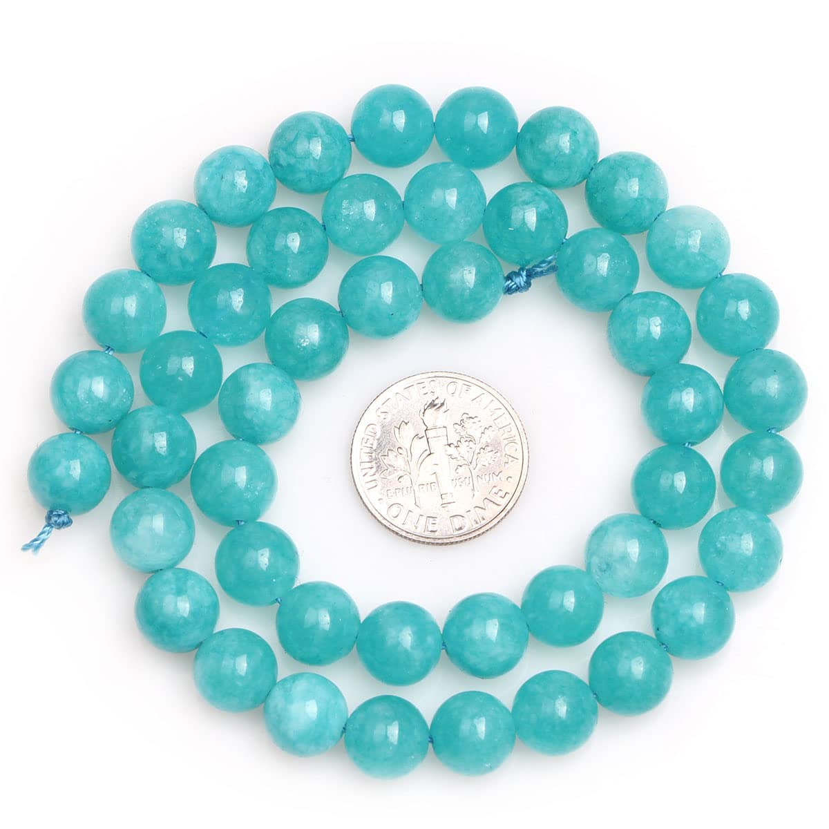 Cuentas Redondas Lisas De Jade Azul Cielo De 6/8/10 Mm, Cuentas De Jade