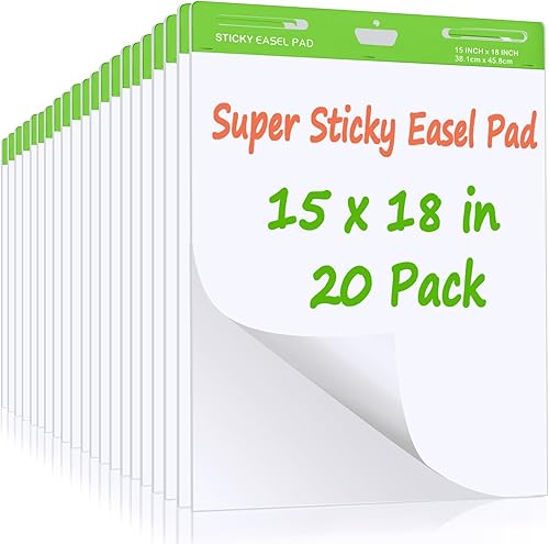 ReliThick 20 almohadillas de caballete adhesivo de alta calidad, 15 x 18 pulgadas, 30 hojas de color blanco, papel de tabla de anclaje para